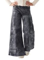 Jeans Ancho Niña Negro Denim Calce Palazzo