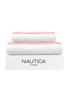 Set 2 Toallas Nautica MAV Cara+mano 100% algodón alta calidad blanco-rojo