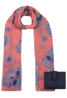 Pack Billetera Briana azul + Pañuelo Omani Coral Carven
