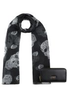 Pack Billetera Goldy negra + Pañuelo Omani negro Kenneth Cole