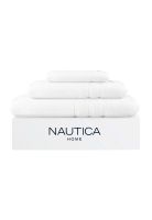 Set 3 Toallas Nautica SIGNATURE Cara+mano+cuerpo 100% algodón alta calidad blanco