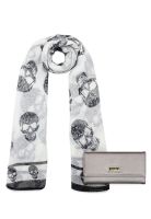 Pack Billetera Fidelia gris + Pañuelo Oni blanco Kenneth Cole