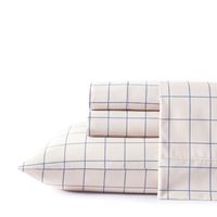 Juego Sábanas Nautica 3piezas microfibra 1,5 Plazas diseño a cuadros blanco