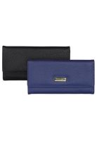 2 Billeteras de mujer Fidelia negra y azul Kenneth Cole
