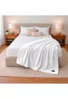 Pack 2 Mantas de cama Nautica Home Jacquard Franela ultrasuave 127x178cm blanca