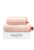 Pack 2 Toallas Algodón Rostro y Manos MARA Nautica Home blanca-rosa