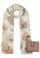 Pack Billetera Briana taupe + Pañuelo Omani beige Carven