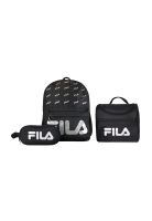 Set FILA Mochila 16lts Urbanix + Lonchera térmica + Estuche Spark negro-silver