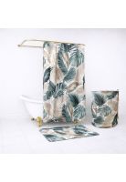 Set para baño Nautica Home Cortina+Alfombra+cesta diseño hojas tropicales