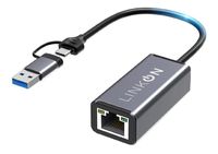 Adaptador 2en1 Usb A y C a Rj45 LAN Ethernet 10/100/1000Mbps