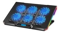 Base Ventilador Notebook Enfriador 6 Fans LCD RGB Hasta 17""
