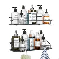 Organizador De Ducha Set X2 Repisa Baño Adhesivo Inoxidable  Black Grey Gris Oscuro