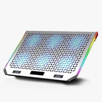 Base Ventilador Notebook Enfriador 6 Fans Aluminio RGB 2 USB
