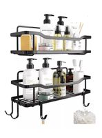Organizador De Ducha Repisa Baño Adhesivo Set 2 Inoxidable gris oscuro