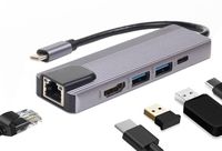 Hub Adaptador Usb Tipo C 5 En 1 Linkon 1000 Mbps Mac Windows