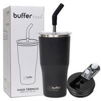 Vaso Termico Agua Cafe 600ml Buffer Acero Inox +Tapas