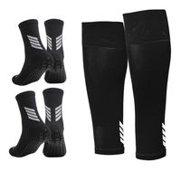 Medias Futbol Niños Antideslizantes Set 2 + Pantorrillera Talla Única negro