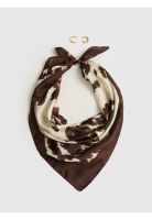 Set Pañuelo Y Aros Pañuelo Estampado Argollas Doble Dorado