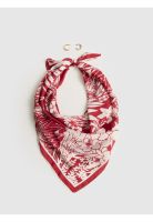 Set Pañuelo Y Aros Pañuelo Estampado Argollas Doble Rojo