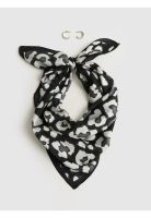 Set Pañuelo Y Aros Pañuelo Estampado Argollas Doble Plateado