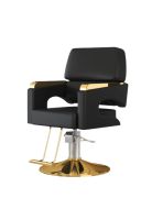 Sillón Barberia Ergonómico Altura Ajustable Negro Dorado