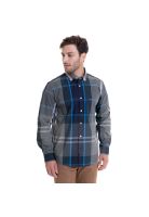 Camisa Hombre Escocesa Regular Fit Gris Algodon