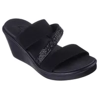 Sandalia Mujer Rumble On Social Glam Negro Skechers