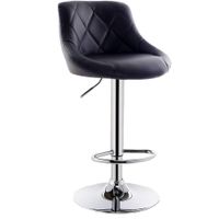 Taburete Negro Silla Bar Cuero Sintentico Altura Regulable Negro Cromado