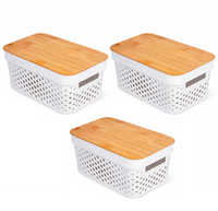Pack 3 Cajas Organizadoras Tapa Bambu Canastos Multiuso