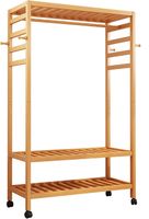 Perchero Organizador Colgador De Ropa De Bamboo Con Ruedas Bamboo