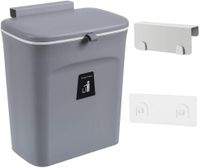 Cubo De Basura Colgante Con Soporte De Gabinete De 9 Litros Basurero Con Tapa Para Cocina U Oficina