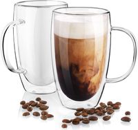 Taza De Café 16oz 470ml Doble Pared De Vidrio Vaso Mug Termico Para Bebidas Calientes