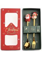 2 Cubiertos Navideños Cuchara Tenedor Para Decoración Mesa