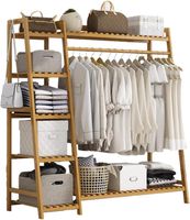 Perchero Organizador De Madera Colgador Ropa Grande De Bambú WakesHome