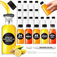24 Botellas De Vidrio 60ml Para Shots De Jengibre +etiquetas