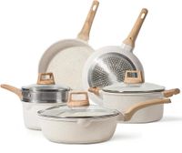 Bateria Cocina 9 Piezas Antiadherente Ceramic Profesional Ollas blanco