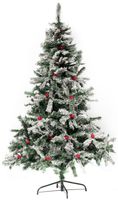 Árbol De Navidad Frondoso Nevado Con Manzanas 2.10m Arbolito para Pascua 210cm