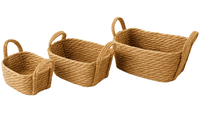 Juego De 3 Cestas De Almacenamiento Tejidas Cuerda De Yute Set 3 Piezas