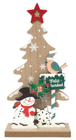 Adorno Navideño 22x11cm Mdf Hombre De Nieve Arbol De Navidad Como En La Imagen