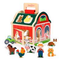 Juguete Didáctico Granja Encaje De Animales De Madera Niños