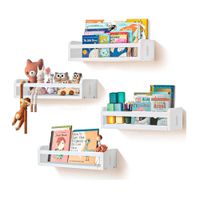 Set 4 Repisas De Madera Con Baranda De Seguridad Flotantes