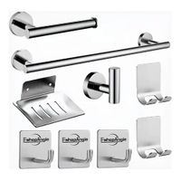 Juego Set 9 Accesorios Para Baño Acero Inoxidable Plateado