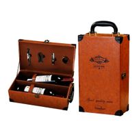 Caja Para Vinos Maleta De Cuero Con Accesorios