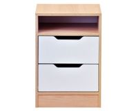 Velador 2 cajones Misuri blanco/carvalo Mobikit.