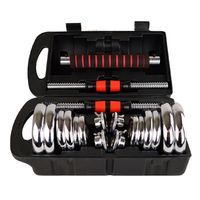 Juego de Mancuernas 15 Kg Acero Cromadas + Barra y Maletin