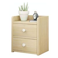Velador Beige Cajonera 2 Niveles Con Cajones 41x26x33 Cm