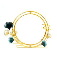 Espejo Redondo Deco Mural Dorado Floral 70 cm