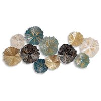 Cuadro Decorativo Adorno Pared Metalico Hojas de Loto