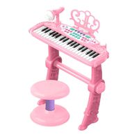 Teclado de Piano Infantil con Micrófono y Taburete Rosado