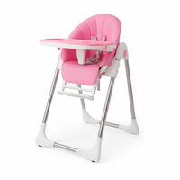 Silla De Comer Para Bebe / Niño Ecocuero altura Ajustable Rosado